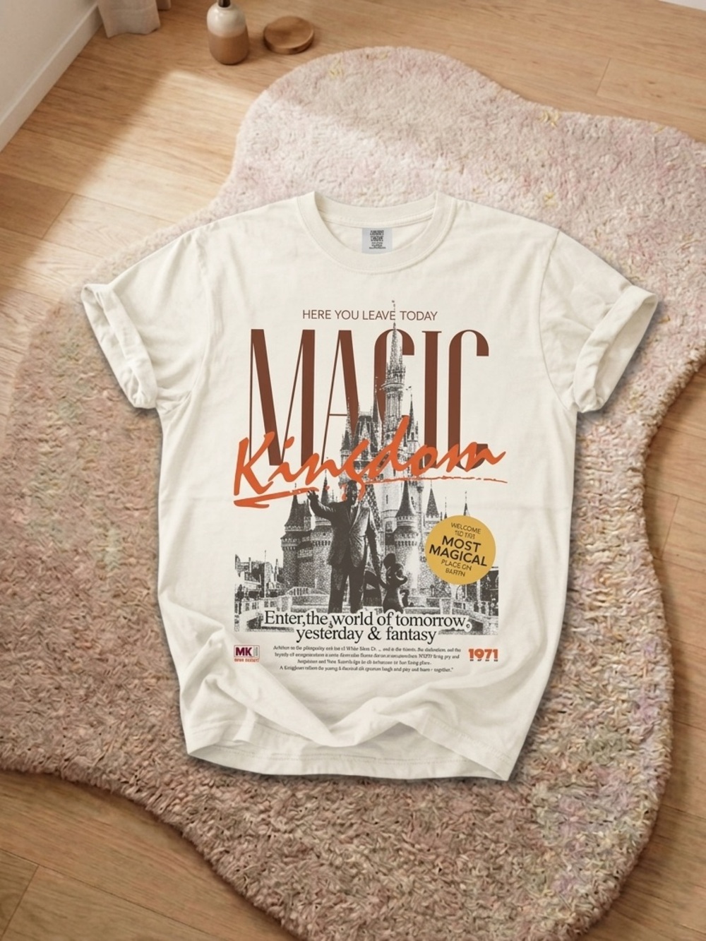 Magic Kingdom Shirt, Theme Park Graphic Tee - Off White Unisex